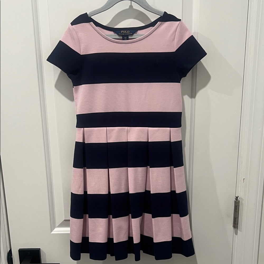 Polo by Ralph Lauren Kids Dress in Pink and Navy Stripes Size 7 (Girls Small) - Picture 1 of 4
